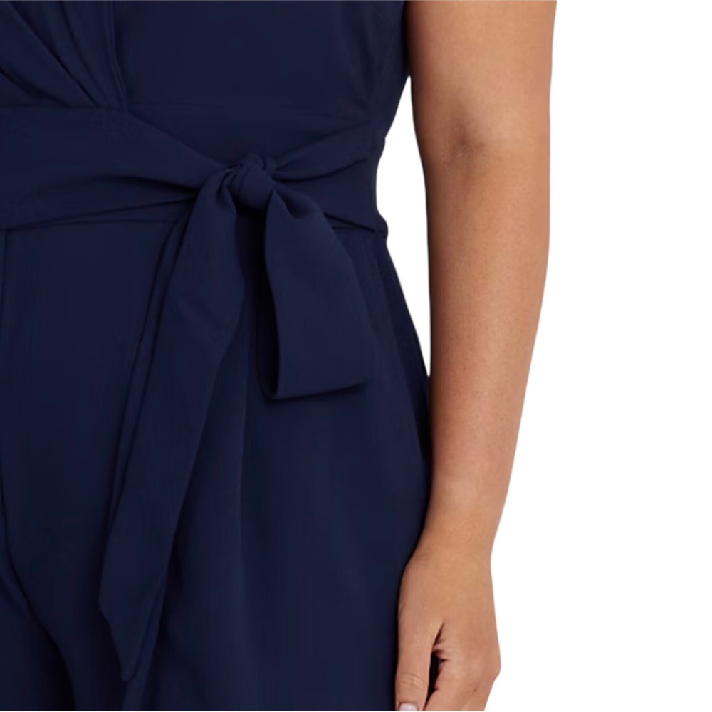 Lauren Ralph Lauren Belted Georgette Sleeveless Romper Blue Size 18W - Picture 5 of 9
